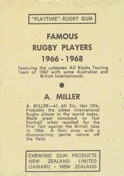 1968 Playtime Rugby Gum Famous Rugby Players - Red #33 Tony Miller Back